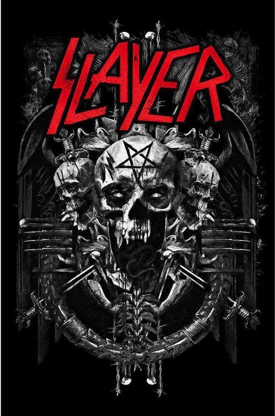 Slayer - Demonic Textiel Poster - Zwart
