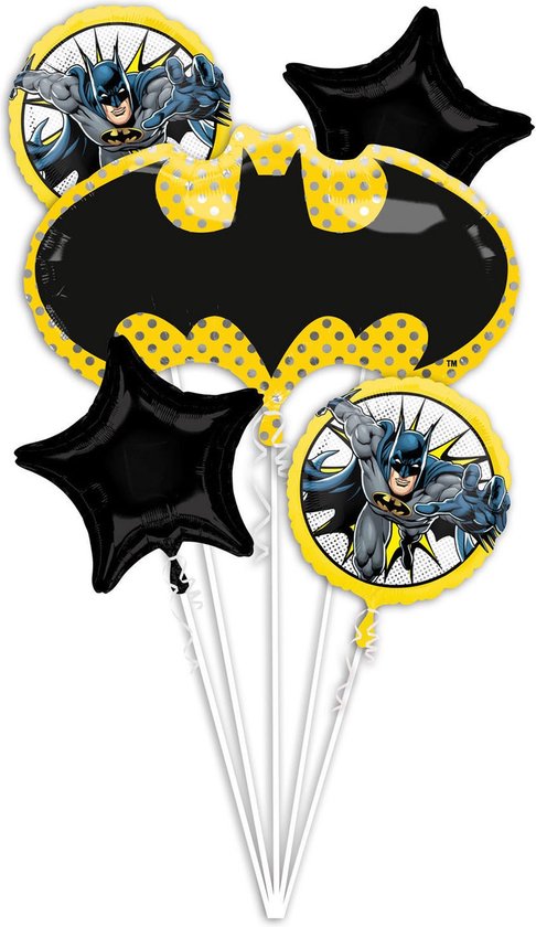 Amscan Folieballonnen Dc Comics Batman Junior Zwart/geel 5-delig