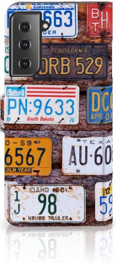 PU Premium Housse pour Samsung Galaxy S21 Plus Portefeuille Plaques D'Immatriculation