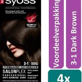 Syoss Colors 3-1 Dark Brown Haarverf - 4 stuks - voordeelverpakking