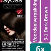 Syoss Colors Haarverf - 3-1 Dark Brown - 6 stuks - Voordeelverpakking