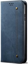 Huawei Y6p Hoesje - Mobigear - Denim Slim Serie - Kunstlederen Bookcase - Blauw - Hoesje Geschikt Voor Huawei Y6p