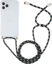 Mobigear Telefoonhoesje geschikt voor Apple iPhone 12 Pro Max Flexibel TPU | Mobigear Lanyard Hoesje met koord - Transparant /Goud /Groen | Transparant,goud,groen