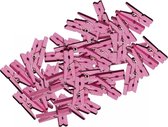 80x stuks mini knijpers roze - 2 cm - Geboorte meisje knijpertjes - Kaartje ophangen kleine knijpertjes