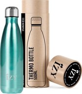 IZY Bottles x Chroom Blauw | 500 ML | Thermosfles | Drinkfles | Waterfles | Schoolfles | Isoleerfles | Beker | Drinkbeker | Koud | Warm | Fles | Back to School | 500ml