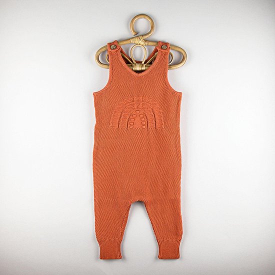Grofgebreid tuinbroek - Babykleding - Maat 80/86 - 12/18 mnd - Rood/Oranje  - 100%... | bol.com