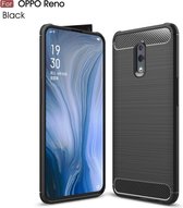 Geborstelde textuur koolstofvezel TPU Case voor OPPO Reno (zwart)