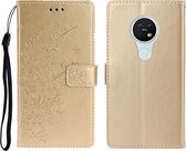 Voor Nokia 7.2 Plum Blossom Pattern Links en Rechts Flip Leren Case met Beugel & Kaartsleuf & Portemonnee & Lanyard (Golden)