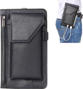 Universele multifunctionele Retro Crazy Horse-textuur Rits Verticale Flip PU-lederen tas / heuptas voor iPhone 8 Plus & 7 Plus & iPhone 7 & iPhone 6 Plus & Galaxy A3 (2017) (zwart)