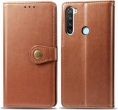 Voor xiaomi redmi note 8 retro effen kleur lederen gesp telefoonhoes met lanyard & fotolijst & kaartsleuf & portemonnee & standaardfunctie (bruin)