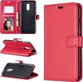 Crazy Horse Texture horizontale flip lederen case voor OnePlus 7, met houder & kaartsleuven & portemonnee & fotolijst (rood)