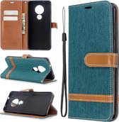 Voor Nokia 6.2 / 7.2 Kleuraanpassing Denim Texture Horizontaal Flip PU lederen tas met houder & kaartsleuven & portemonnee & lanyard (groen)