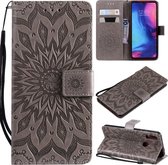 Zon reliÃ«fpatroon Horizontale flip lederen tas voor Xiaomi Redmi Note 7, met kaartsleuf en houder & portemonnee en draagkoord (grijs)