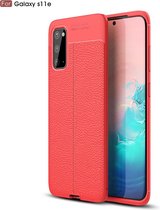 Voor Galaxy S20 Litchi Texture TPU schokbestendig hoesje (rood)