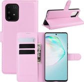 Voor Galaxy A91 / M80s / S10 Lite Litchi Texture Horizontal Flip beschermhoes met houder & kaartsleuven & portemonnee (roze)