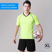 Voetbal / voetbalteam kort sportpak, fluorescerend groen + zwart (maat: XL)