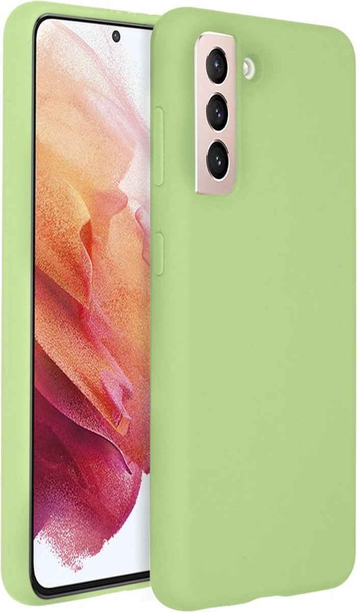Accezz Hoesje Geschikt voor Samsung Galaxy S21 Hoesje Siliconen - Accezz Liquid Silicone Backcover - Groen