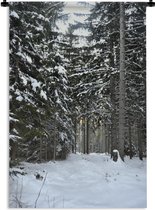 Wandkleed Kerst - De winterbomen in het bos bij Wenen in Oostenrijk Wandkleed katoen 90x135 cm - Wandtapijt met foto