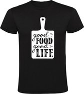 Good food, good life Heren t-shirt | genieten | happy | eten | goed leven | grappig | cadeau | Zwart