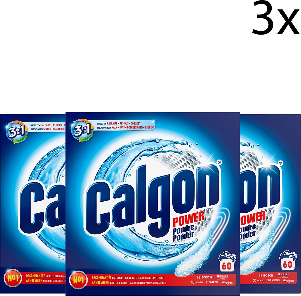 Calgon 3 in 1 Poeder Wasmachine Reiniger en Anti kalk 3 x 1,5kg 3 x