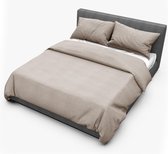 Dream Sheets  - Luxe Dekbedovertrek (set) - 1 persoons - 140x200/220cm -  Katoen - Beige / Bruin - Linnen Look