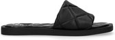Sacha - Dames - Zwarte leren slippers met ruitpatroon - Maat 36