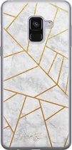 Samsung Galaxy A8 2018 siliconen hoesje - Geometrisch marmer - Soft Case Telefoonhoesje - Grijs - Marmer