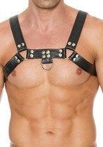 Chest Bulldog Harness - Premium Leather - Black/Black -