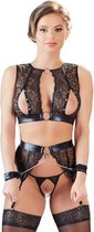 Kanten Bondage Lingerieset - Large - Zwart - Sexy Lingerie & Kleding - Lingerie Dames -  Dames Lingerie - Jarretel Setjes