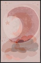 JUNIQE - Poster in kunststof lijst Gentle Moon -40x60 /Roze