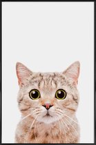 JUNIQE - Poster met kunststof lijst Kitten -13x18 /Bruin