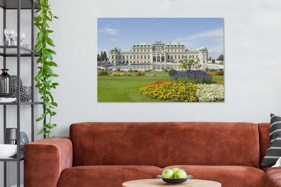 Palais du Belvédère avec ses jardins Toile 120x80 cm - Tirage photo sur toile (Décoration murale salon / chambre) / Villes sur toile