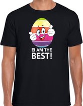 Vrolijk Paasei ei am the best t-shirt / shirt - zwart - heren - Paas kleding / outfit M