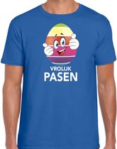 Paasei met duimen schuin omhoog vrolijk Pasen t-shirt / shirt - blauw - heren - Paas kleding / outfit 2XL