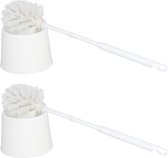 2x stuks wc/toiletborstels en houders wit 33 cm van kunststof - Toilet/badkameraccessoires wc-borstel