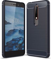 Mobigear Brushed TPU Backcover Geschikt voor Nokia 6.1 - Blauw