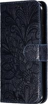 Mobigear Bloemen Bookcase Hoesje - Geschikt voor Apple iPhone 11 - Blauw