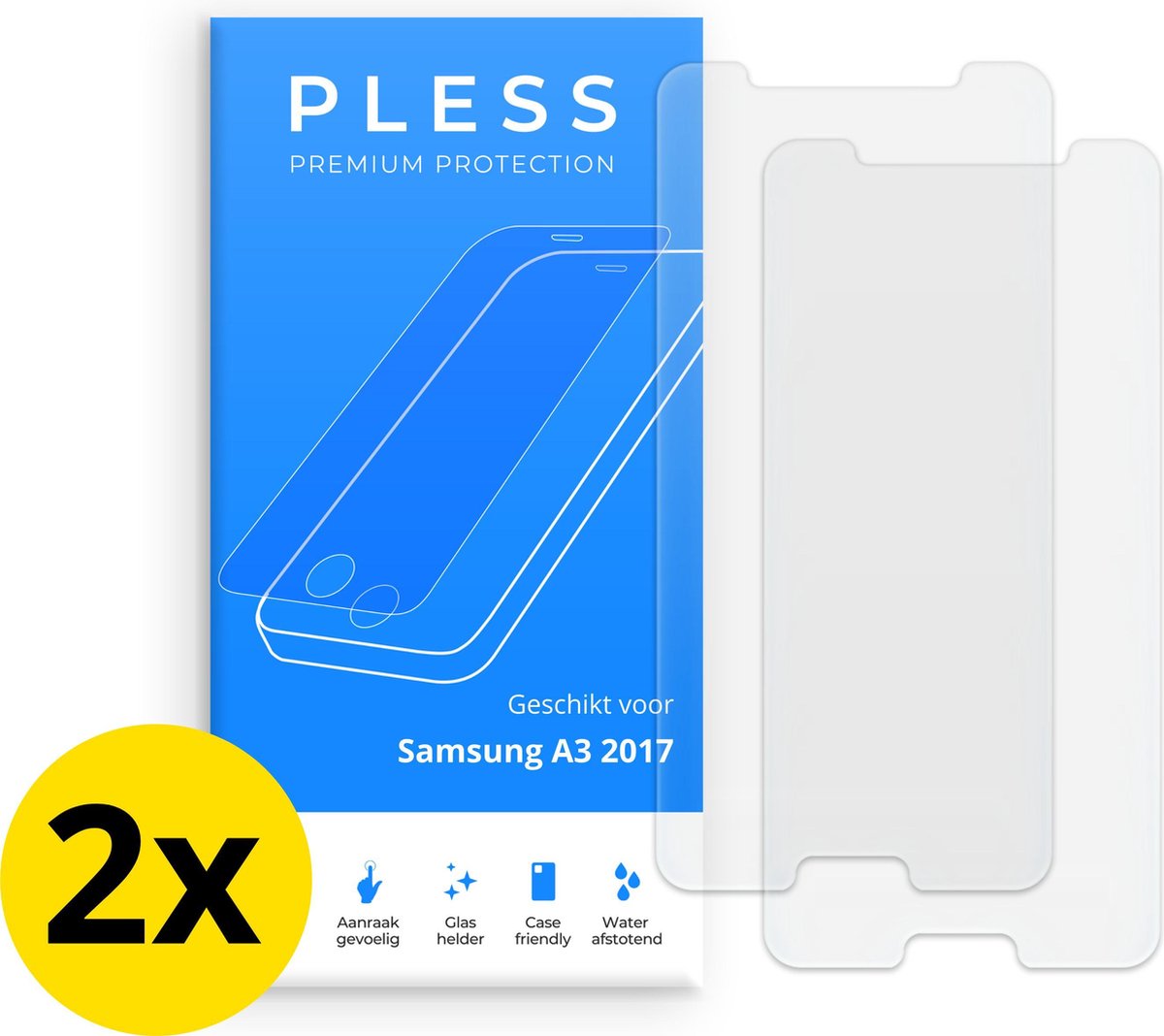 Samsung A3 2017 Screenprotector 2x - Beschermglas Tempered Glass Cover - Pless®
