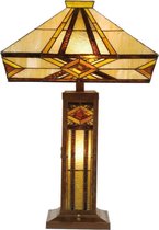 LumiLamp Tiffany Tafellamp 42x42x71 cm Beige Bruin Glas Tiffany Bureaulamp