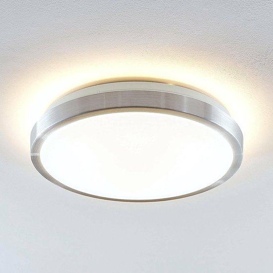 Lindby - LED plafondlamp - 1licht - aluminium, acryl - H: 9.7 cm - aluminium, wit - Inclusief lichtbron
