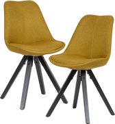 Nancy's Billings Eetkamerstoelen - Keukenstoel - Set Van 2 - Fauteuil - Stof - Gestoffeerd - Hout - Antraciet/Kerrie/Blauw/Lichtgrijs