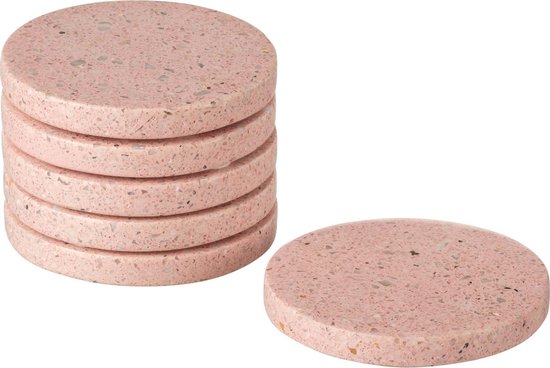 J-Line Onderzetter 6Delig Terrazzo Roze