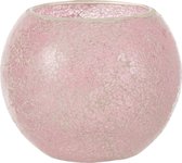 J-Line Theelichthouder Mozaiek Rond Glas Roze Large