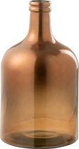 J-Line Vaas Fles Glas Metallic Bruin Small