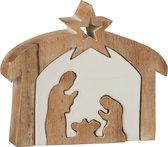 J-Line Kerststal Puzzle Mango Hout Wit/White Wash Large