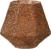 J-Line Windlicht Achthoek Spikkel Glas Roestbruin Large