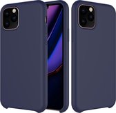 Effen kleur Vloeibare siliconen schokbestendige hoes voor iPhone 11 Pro (marineblauw)