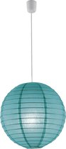 LED Hanglamp - Hangverlichting - Iona Ponton - E27 Fitting - Rond - Mat Turquoise - Papier