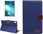 Dibase Denim Texture Horizontal Flip PC + PU lederen tas met houder & kaartsleuven & slaap / wekfunctie voor Huawei MediaPad M6 8.4 (donkerblauw)