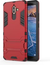 Shockproof PC + TPU Case voor Nokia 7 Plus 2018, met houder (rood)
